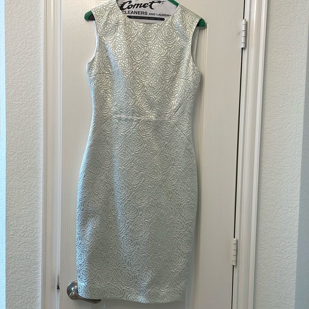AG Phillips light blue and gold dress.